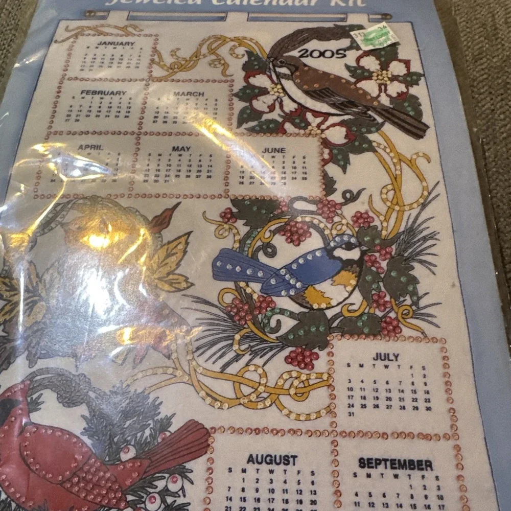 2005‎ Jeweled Calendar Kit 16x24 New Bird Theme Cardinals Bluebirds